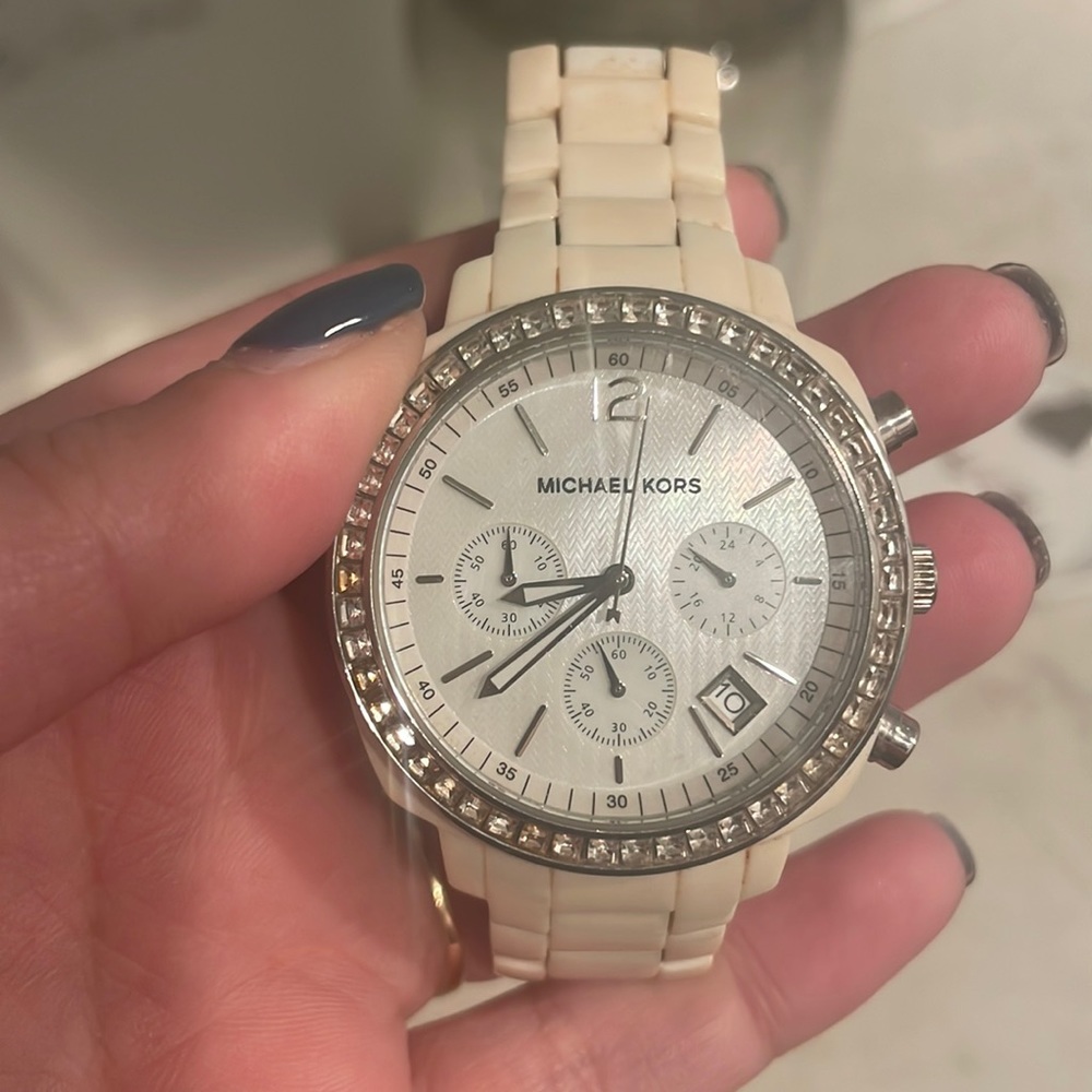 White womens michael Kors watch